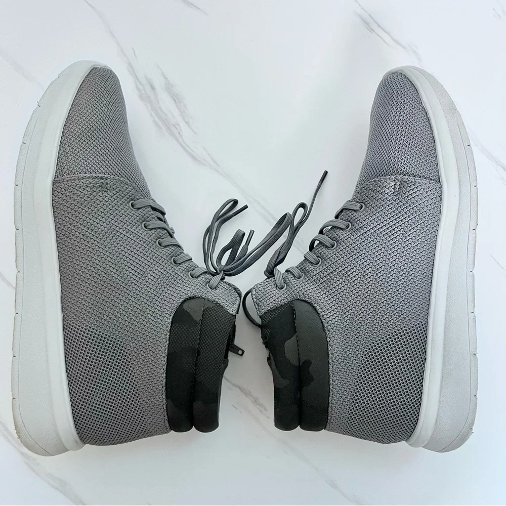 Clarks Cloudsteppers High Top Zip Sneaker Gray Grey Camouflage Detail 10 Wide - Picture 6 of 10